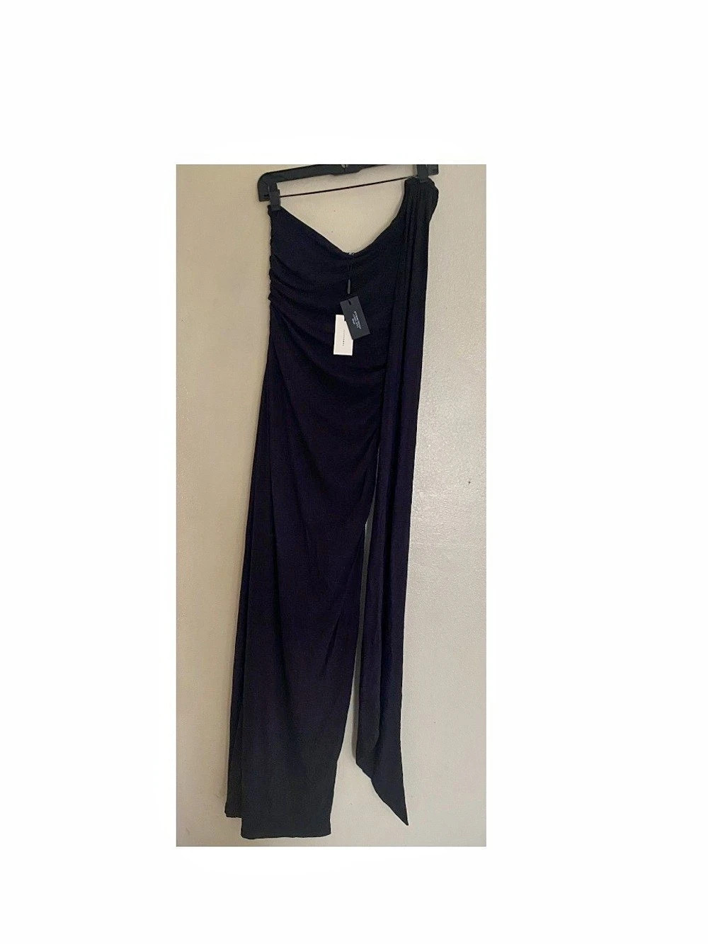 Theory Eilidh One-Shoulder Crepe Jumpsuit in Black NWT